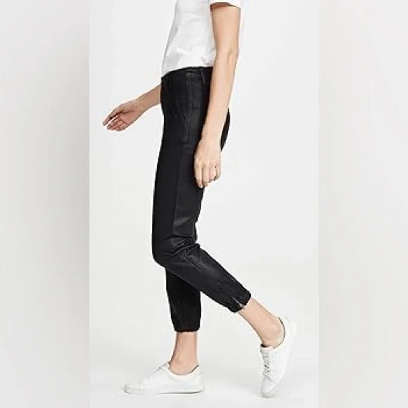 Paige Mayslie Jogger in Black Fog Luxe Coating. - Picture 3 of 3